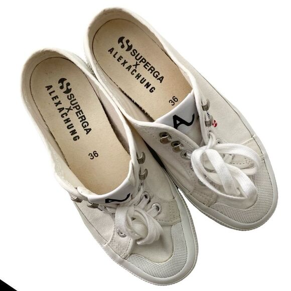 Superga X Alexa Chung 2294 Cothook Lace Up White Sneakers in Size US 4.5 - Picture 5 of 13